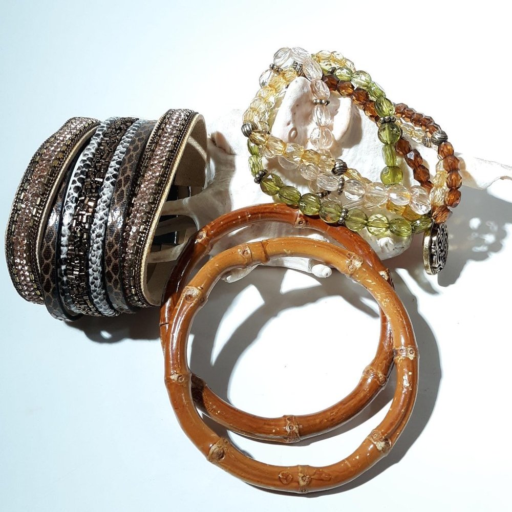 Boho Bracelet Lot Stretch Faceted Beads Charms